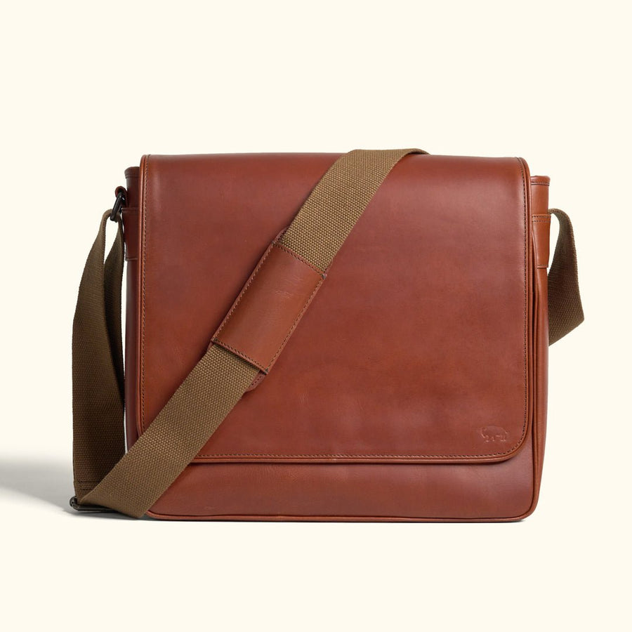 Roosevelt Buffalo Leather Satchel Messenger Bag | Amber Brown