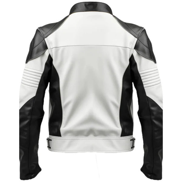 Men's White Biker Leather Jacket