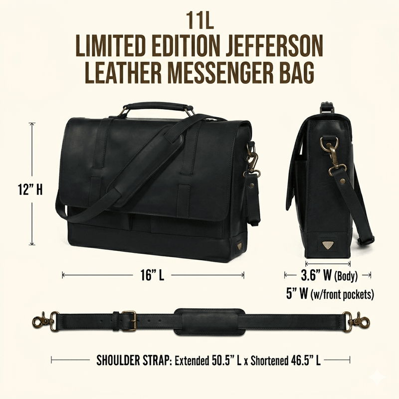 Limited Edition Jefferson Leather Messenger Bag | Black