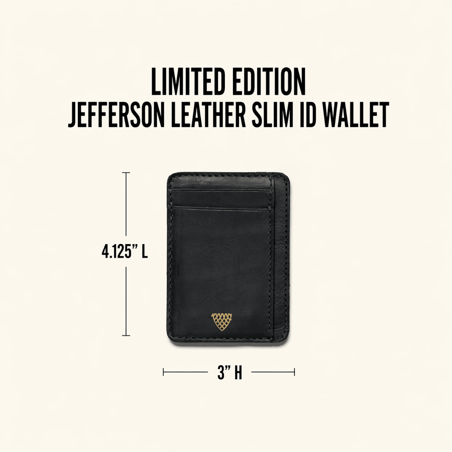 Limited Edition Jefferson Leather Slim ID Wallet | Black