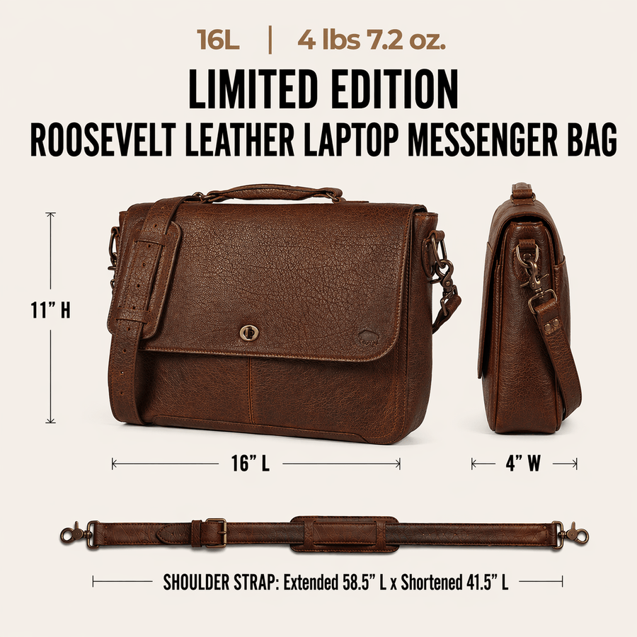 Limited Edition Roosevelt Leather Laptop Messenger Bag | Buffalo Grain