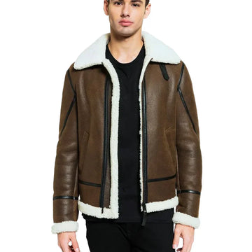 Men's Black Liner Shearling Leather Jacket