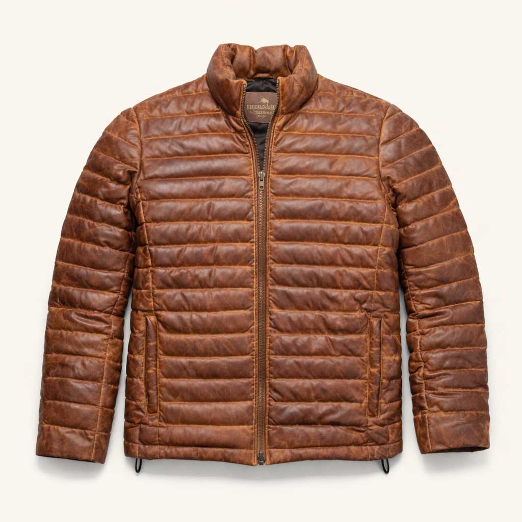 Bridger Leather Down Jacket | Light Brown