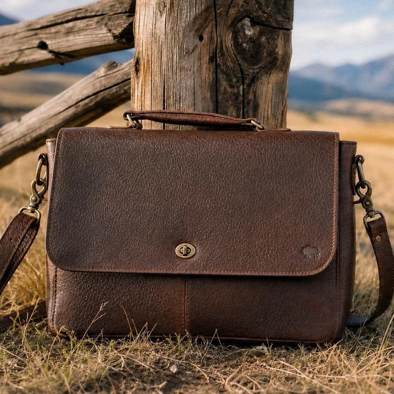 Limited Edition Roosevelt Leather Laptop Messenger Bag | Buffalo Grain