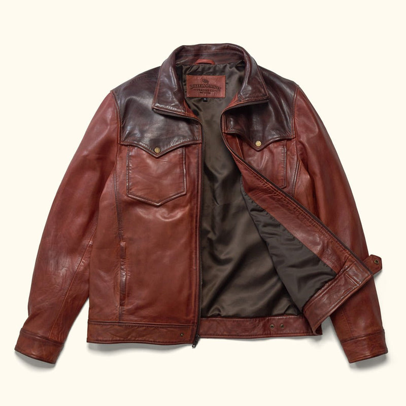 Western Elkhorn Leather Jacket | Distressed Brown & Chestnut