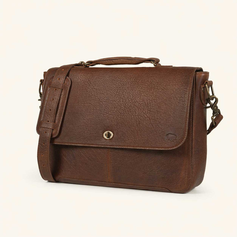 Limited Edition Roosevelt Leather Laptop Messenger Bag | Buffalo Grain