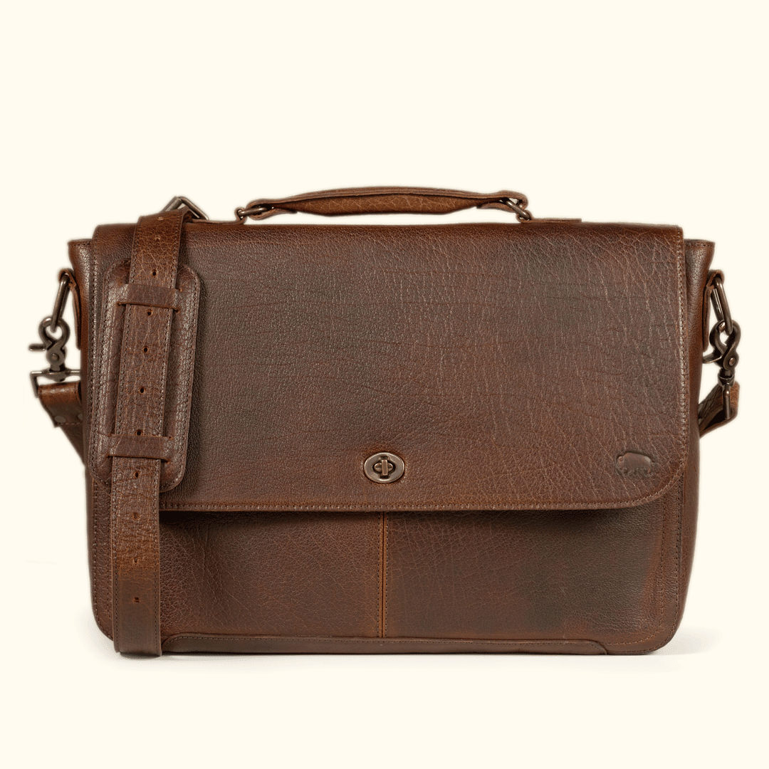 Limited Edition Roosevelt Leather Laptop Messenger Bag | Buffalo Grain