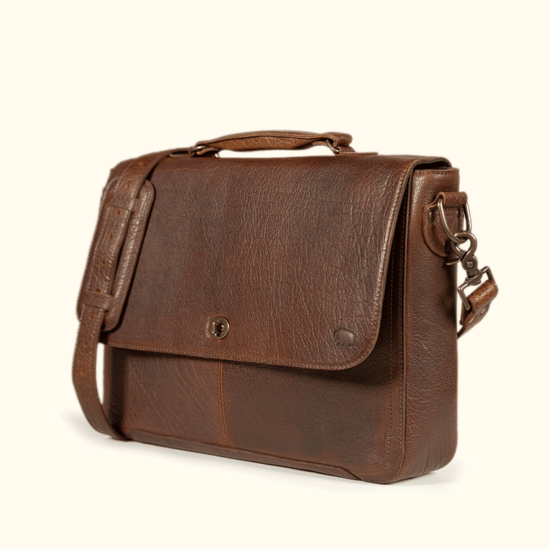 Limited Edition Roosevelt Leather Laptop Messenger Bag | Buffalo Grain