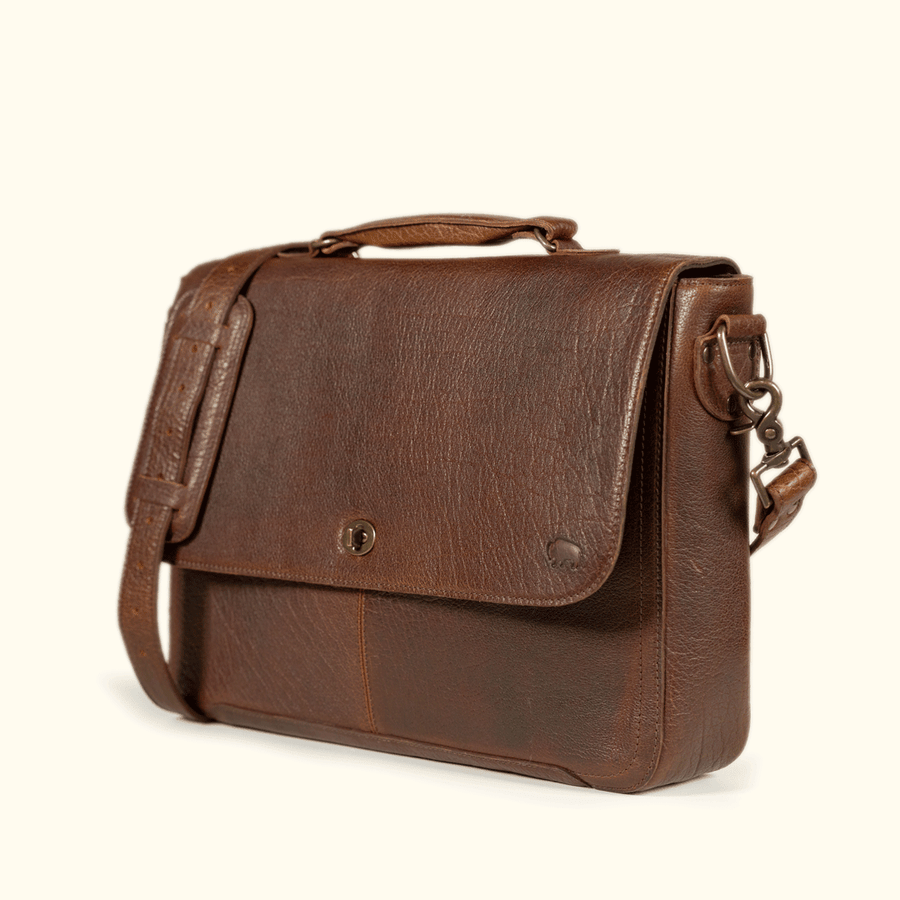 Limited Edition Roosevelt Leather Laptop Messenger Bag | Buffalo Grain