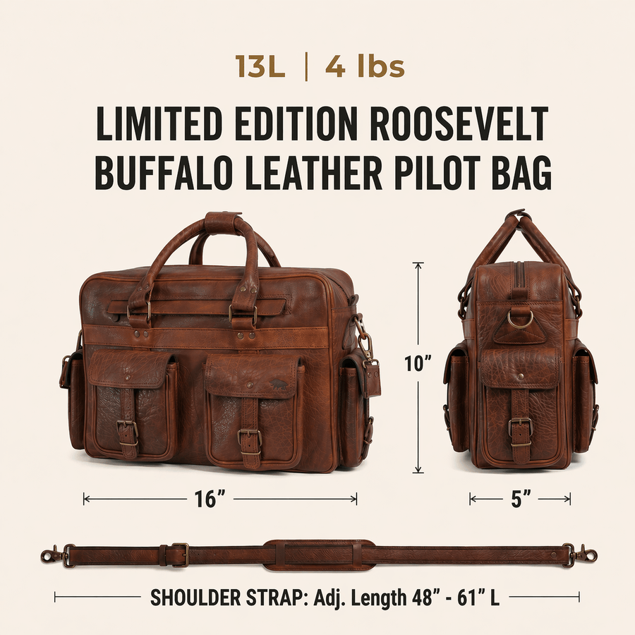 Limited Edition Roosevelt Buffalo Leather Pilot Bag | Buffalo Grain