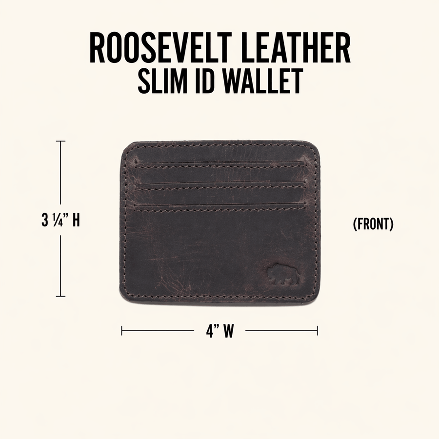 Roosevelt Leather Slim ID Wallet | Dark Oak