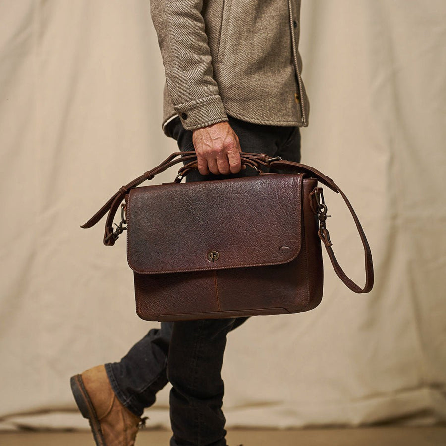 Limited Edition Roosevelt Leather Laptop Messenger Bag | Buffalo Grain