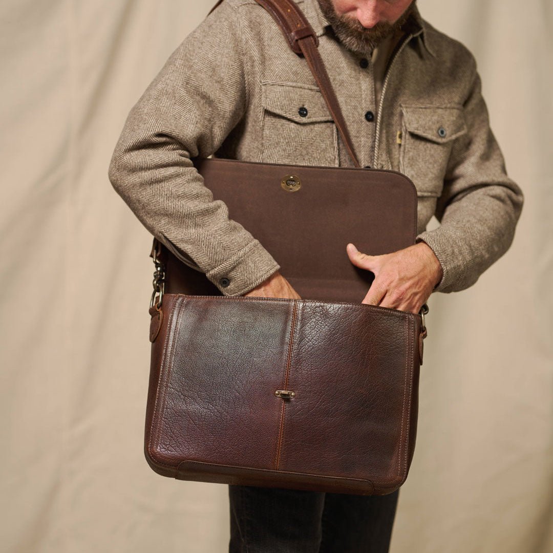 Limited Edition Roosevelt Leather Laptop Messenger Bag | Buffalo Grain