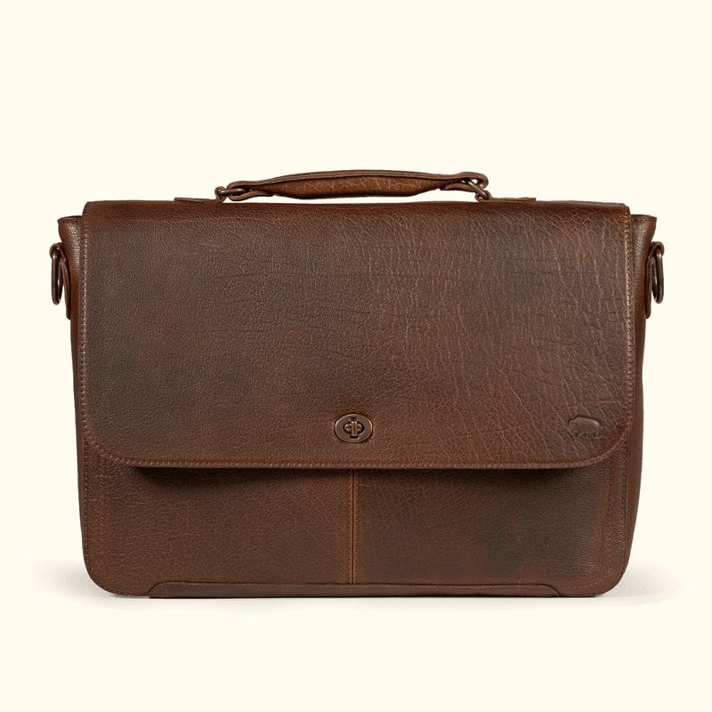 Limited Edition Roosevelt Leather Laptop Messenger Bag | Buffalo Grain