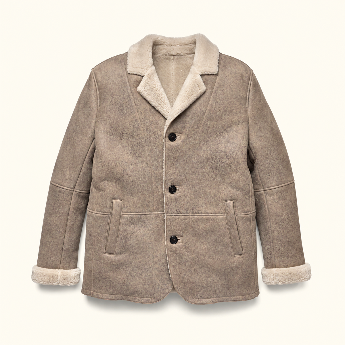 Big Sky Shearling Leather Blazer | Gray Sand