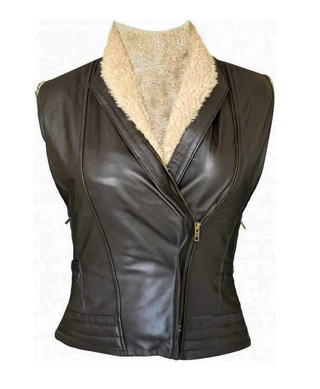 The Walking Dead Andrea Laurie Holden Brown Leather Vest (Inspired Style)