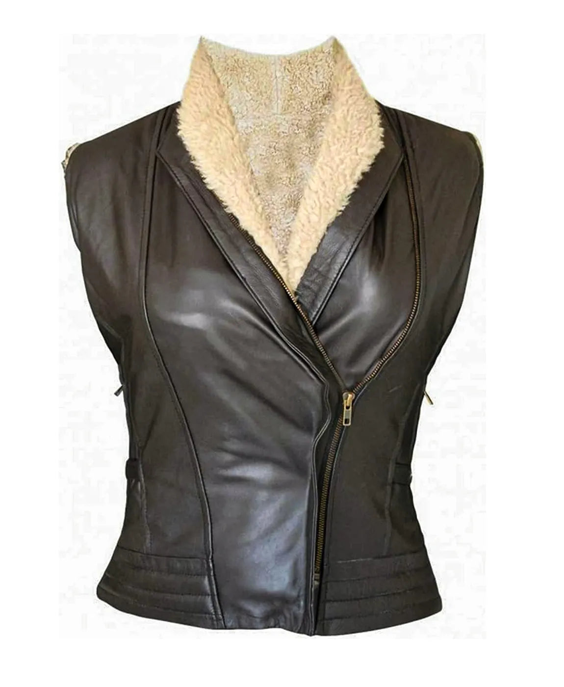 The Walking Dead Andrea Laurie Holden Brown Leather Vest (Inspired Style)