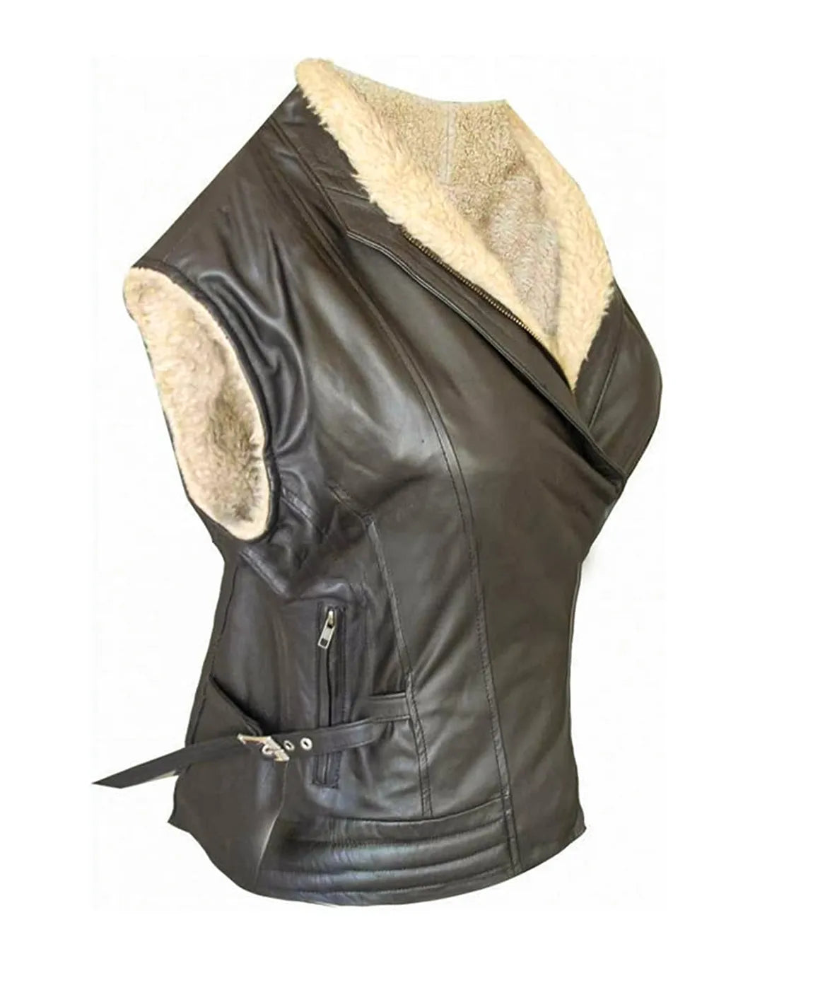 The Walking Dead Andrea Laurie Holden Brown Leather Vest (Inspired Style)