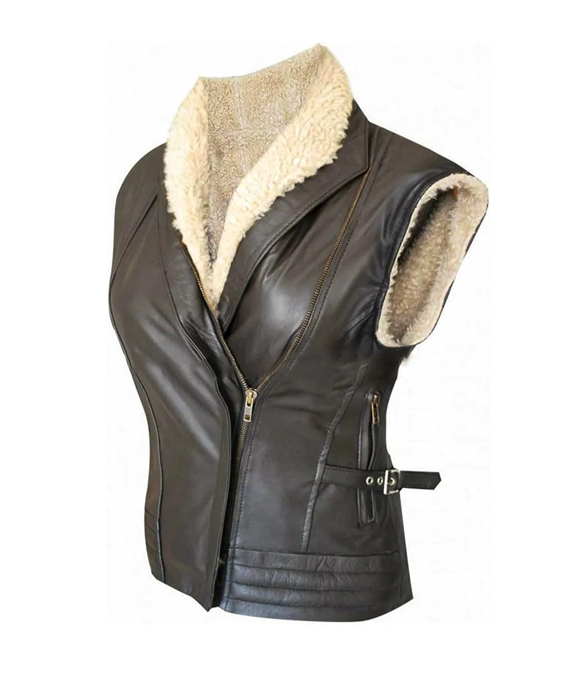 The Walking Dead Andrea Laurie Holden Brown Leather Vest (Inspired Style)
