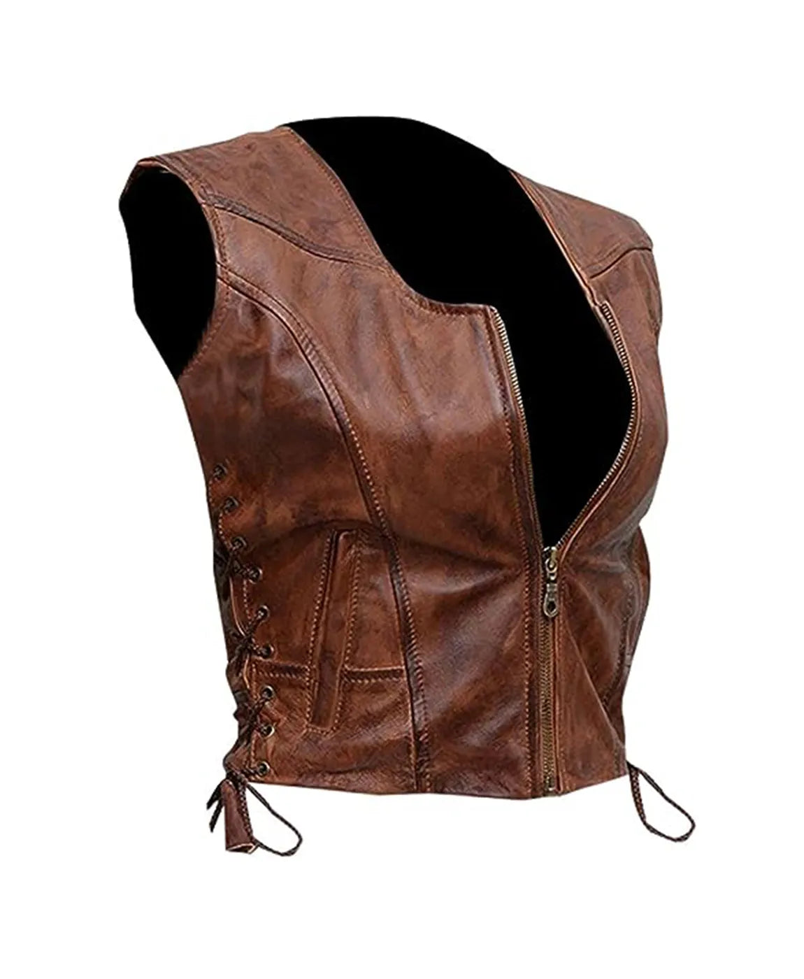 Women The Walking Dead Michonne Leather Vest (Inspired Style)