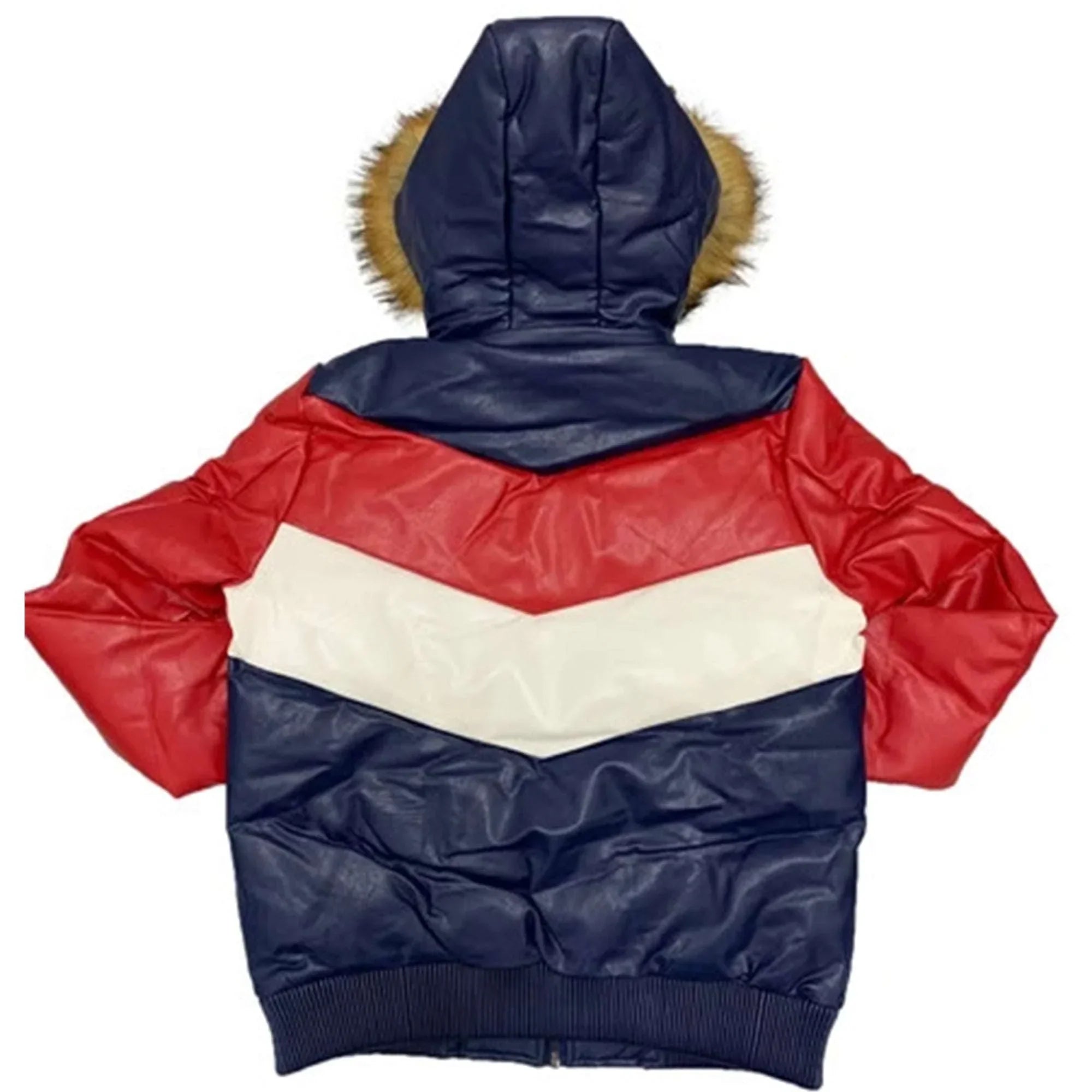 8 Ball Pool Fur Hooded Sheepskin Men's Leather Jacket