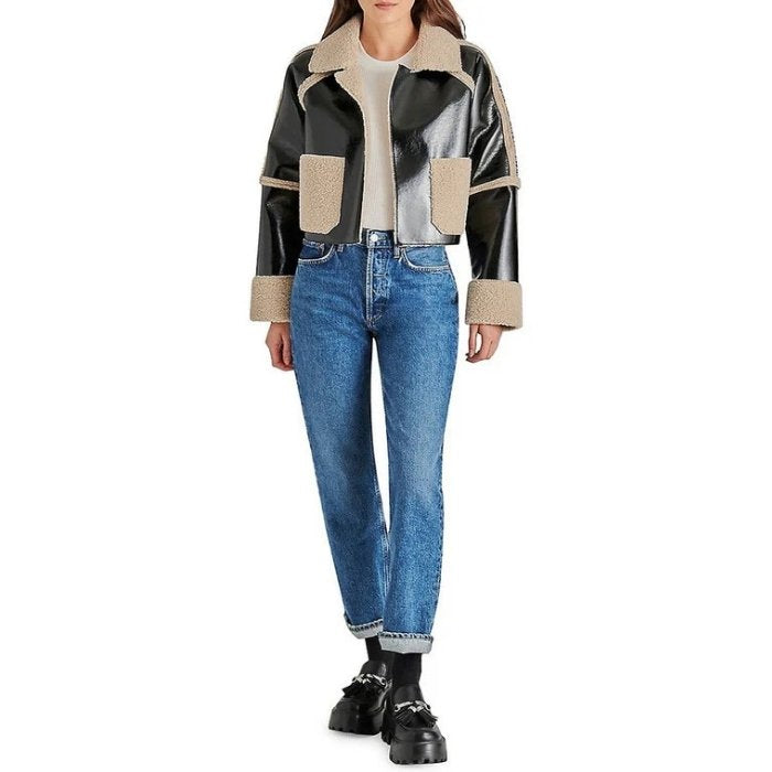 Women's Fur Original Leather Cropped Jacket