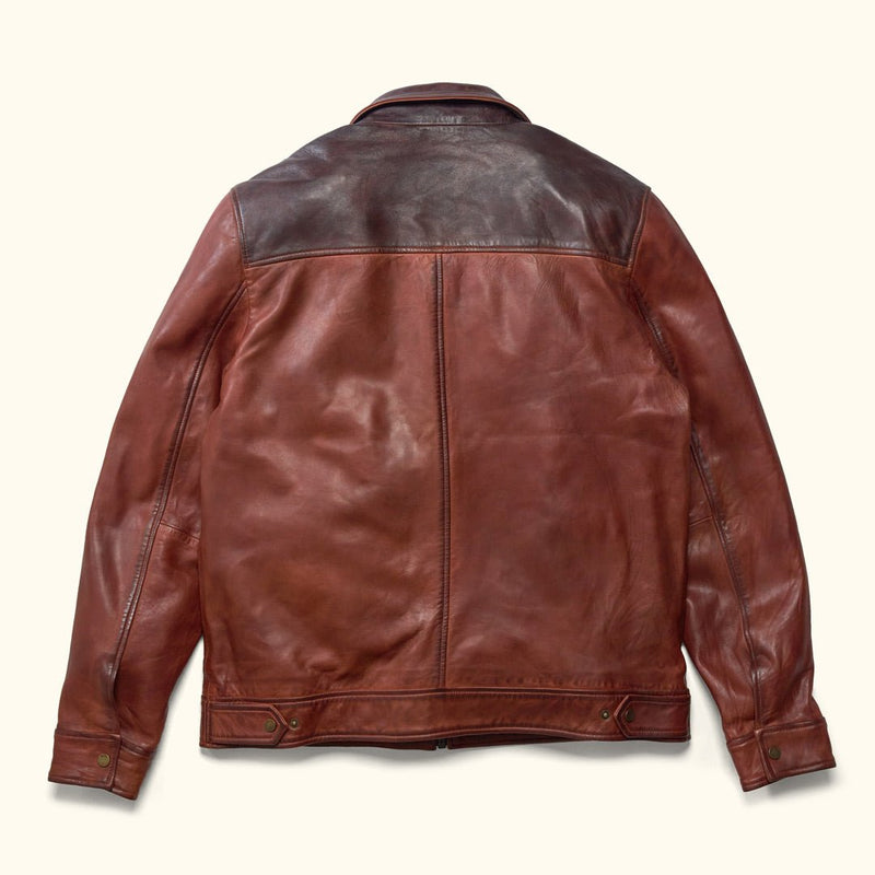 Western Elkhorn Leather Jacket | Distressed Brown & Chestnut