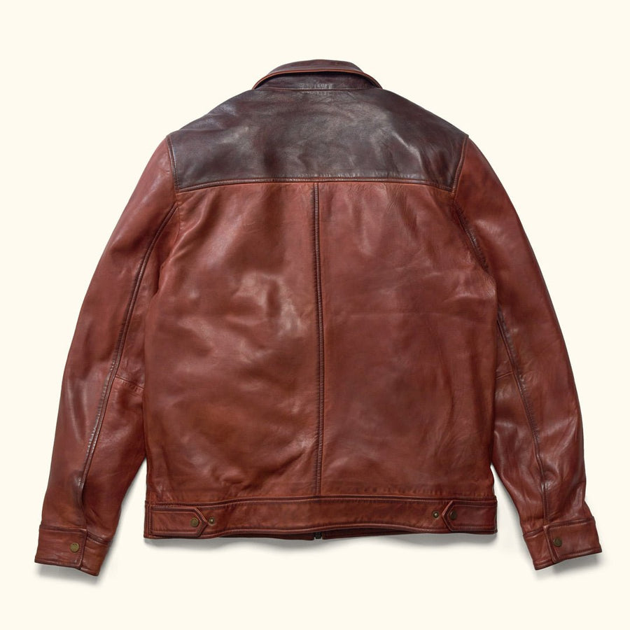 Western Elkhorn Leather Jacket | Distressed Brown & Chestnut