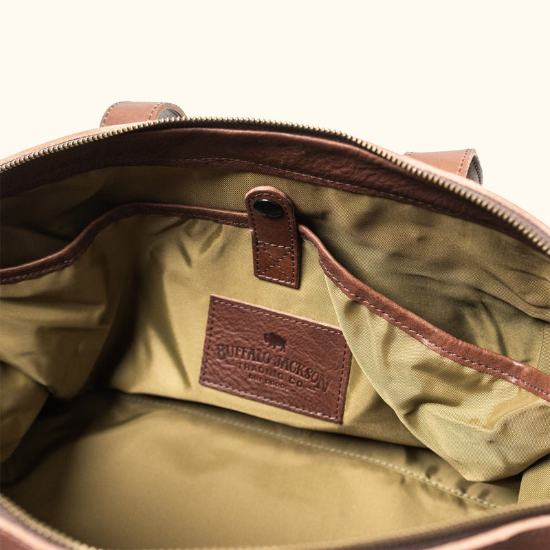 Dakota Waxed Canvas Weekend Bag | Field Khaki w/ Chestnut Brown Leather  |  Duffle Bag