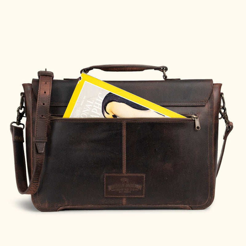 Roosevelt Full-Grain Leather Laptop Messenger Bag — Fits 15” Laptop | Dark Oak