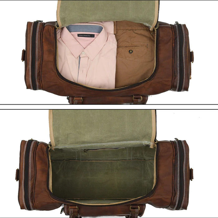 Premium Leather Travel Duffle Bag