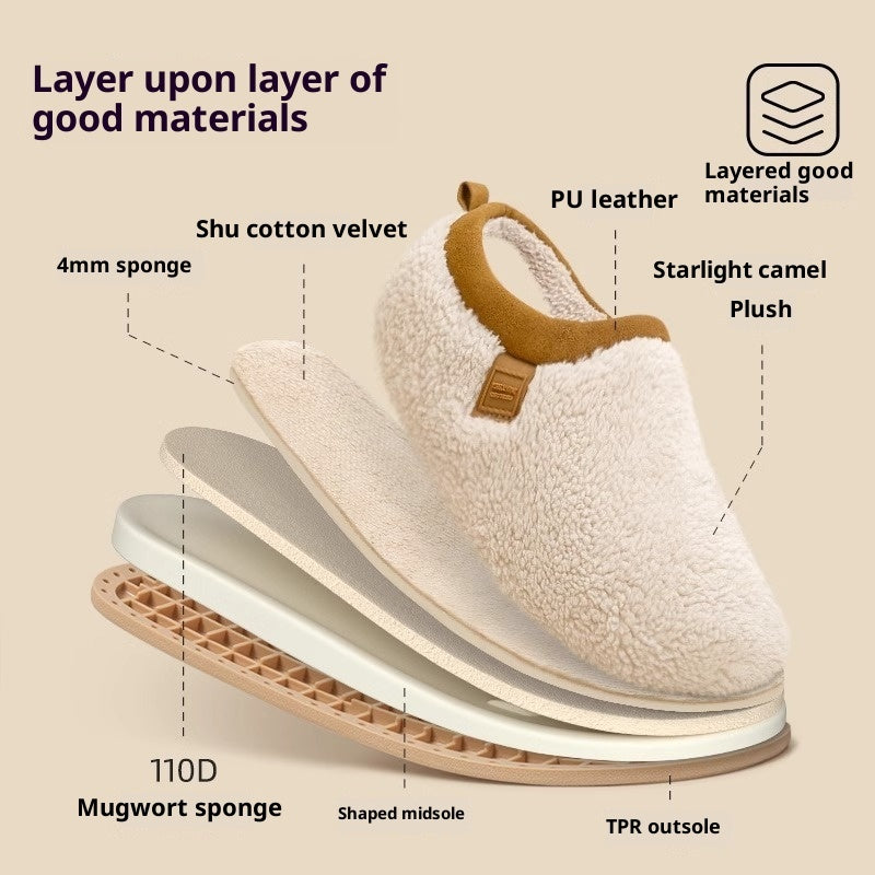 Home Indoor Non-slip Warm Velvet Cotton Slippers
