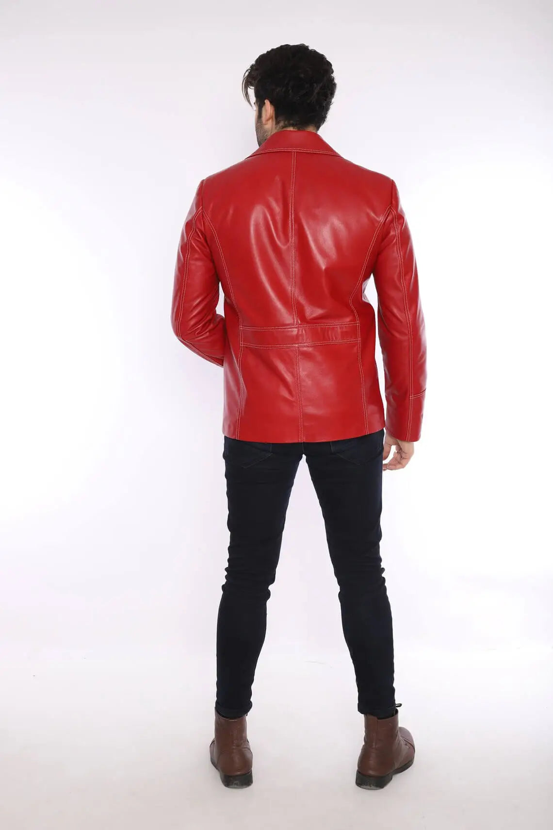 Fight Club Tyler Durden Mayhem Red Leather Jacket (Inspired Style)