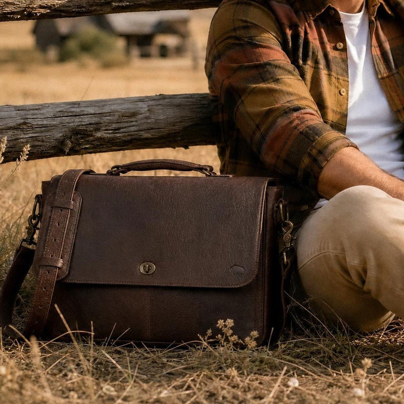 Limited Edition Roosevelt Leather Laptop Messenger Bag | Buffalo Grain