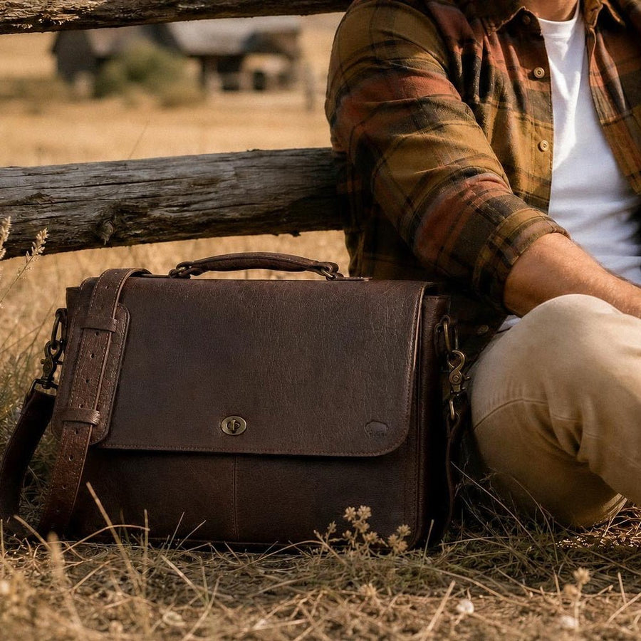 Limited Edition Roosevelt Leather Laptop Messenger Bag | Buffalo Grain