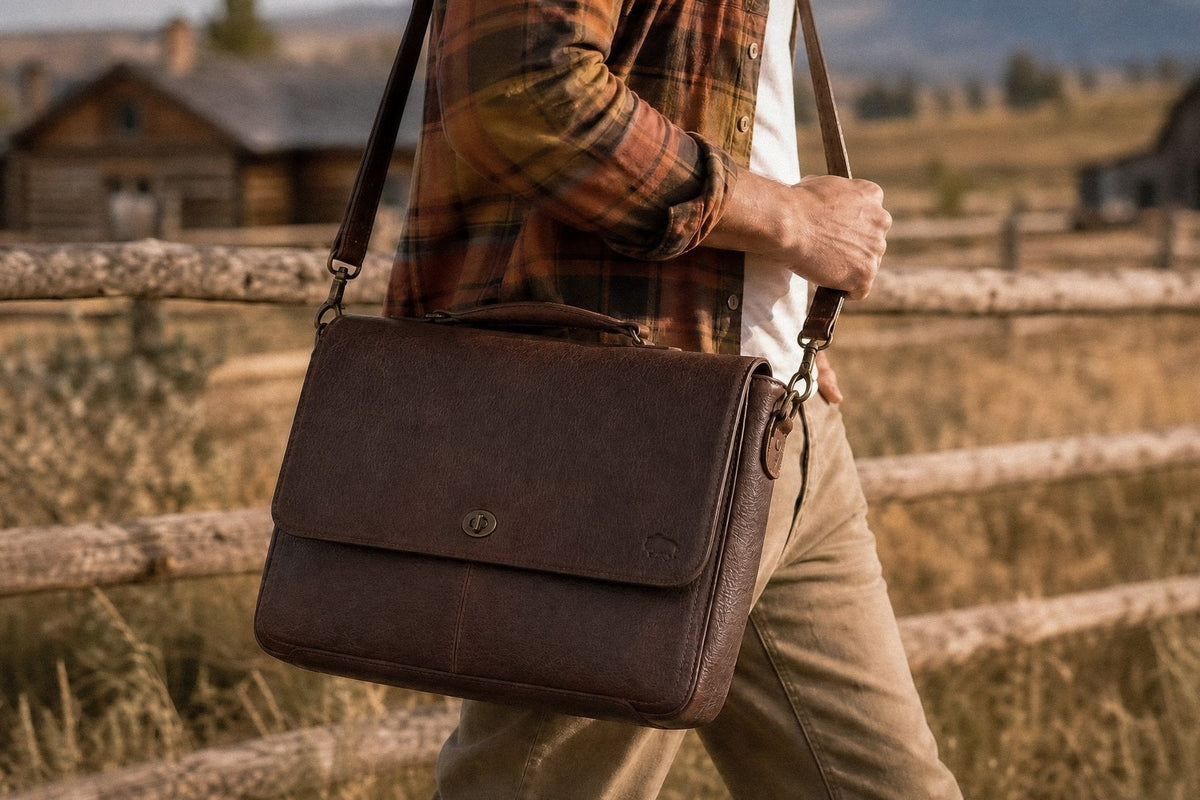 Limited Edition Roosevelt Leather Laptop Messenger Bag | Buffalo Grain