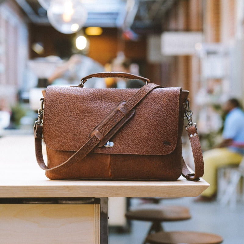 Ryder Reserve Bison Leather Laptop Messenger Bag | Brown