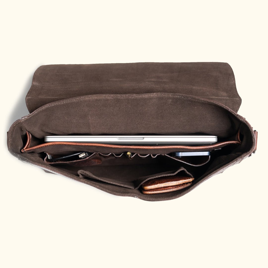 Roosevelt Full-Grain Leather Laptop Messenger Bag — Fits 15” Laptop | Dark Oak