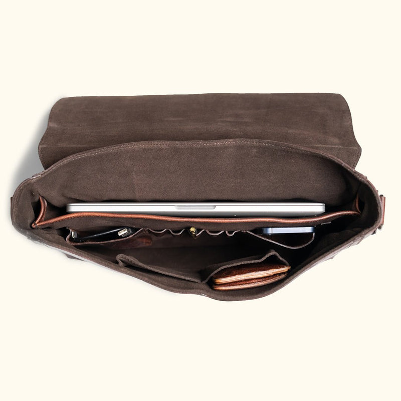 Roosevelt Full-Grain Leather Laptop Messenger Bag — Fits 15” Laptop | Dark Oak
