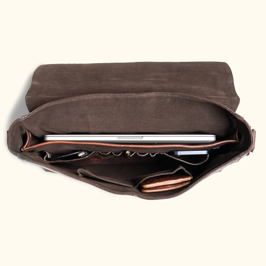 Roosevelt Full-Grain Leather Laptop Messenger Bag — Fits 15” Laptop | Dark Oak