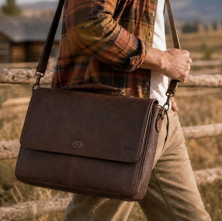 Limited Edition Roosevelt Leather Laptop Messenger Bag | Buffalo Grain