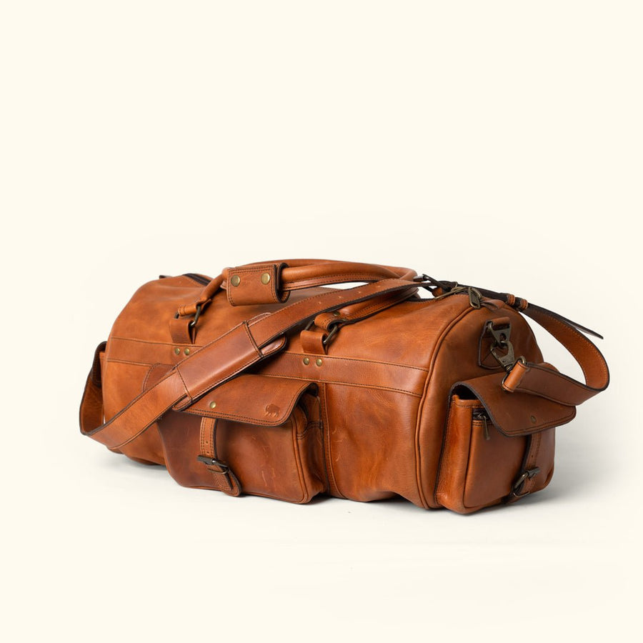 Roosevelt Buffalo Leather Duffle Bag | Amber Brown
