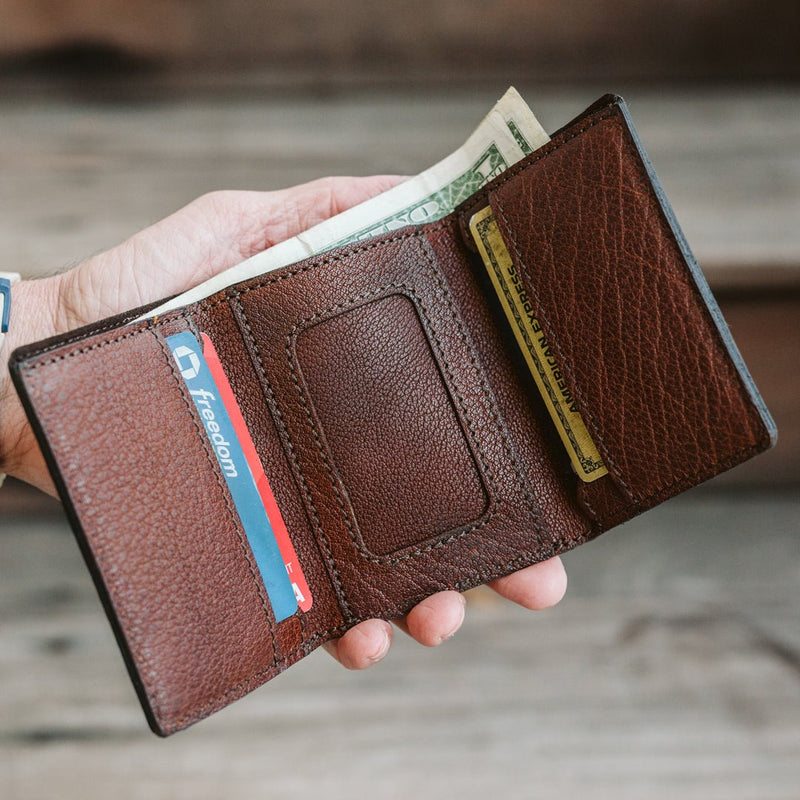 Limited Edition Roosevelt Leather Trifold Wallet | Buffalo Grain