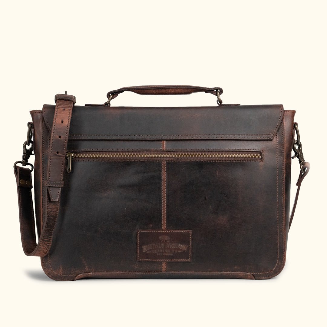 Roosevelt Full-Grain Leather Laptop Messenger Bag — Fits 15” Laptop | Dark Oak