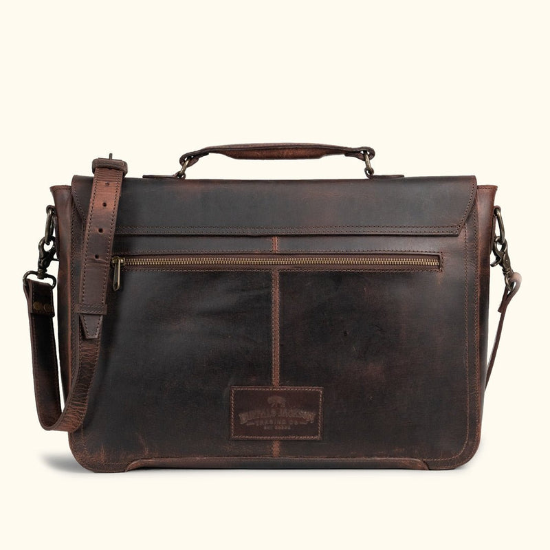 Roosevelt Full-Grain Leather Laptop Messenger Bag — Fits 15” Laptop | Dark Oak