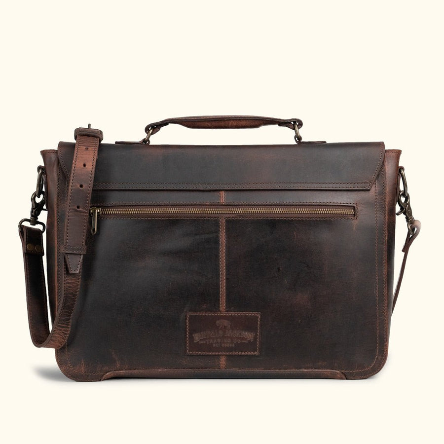 Roosevelt Full-Grain Leather Laptop Messenger Bag — Fits 15” Laptop | Dark Oak
