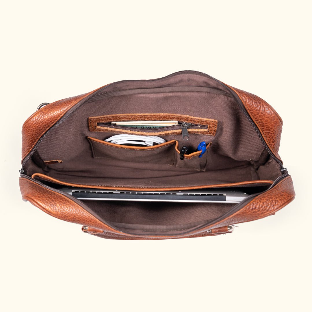 Ryder Reserve Bison Leather Laptop Briefcase | Brown