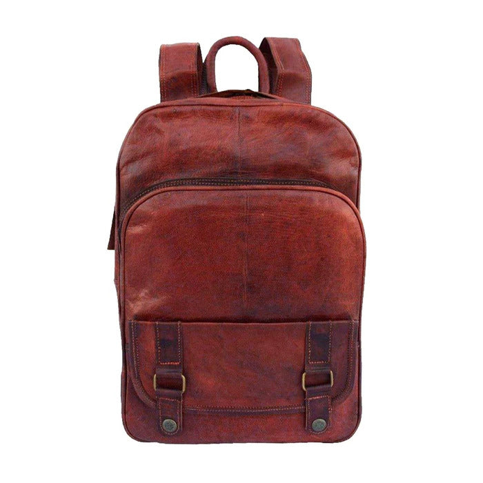 Rustic Leather Zipper Backpack