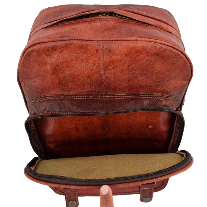 Rustic Leather Zipper Backpack