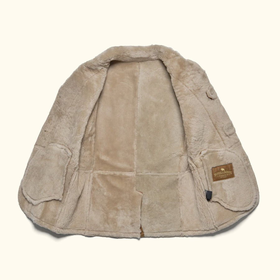 Big Sky Shearling Leather Blazer | Gray Sand